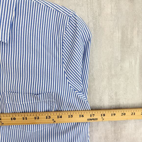 J. Crew Shirt Women’s XS Button-up Poplin Signature Fit Blue Stripes Minimalist - Picture 10 of 12